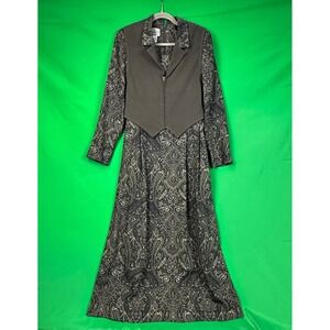 Paisley Print Cottagecore Peasant VTG  Academia Dress Womens Long Sleeve Sz‎ 12